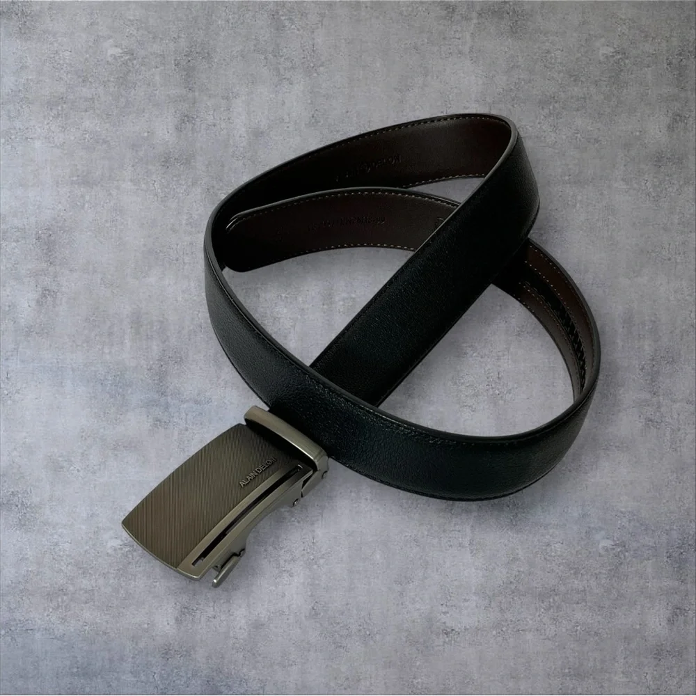 Alain Delon Mens Black Rachet Belt‎ and Buckle READ DESCRIPTION